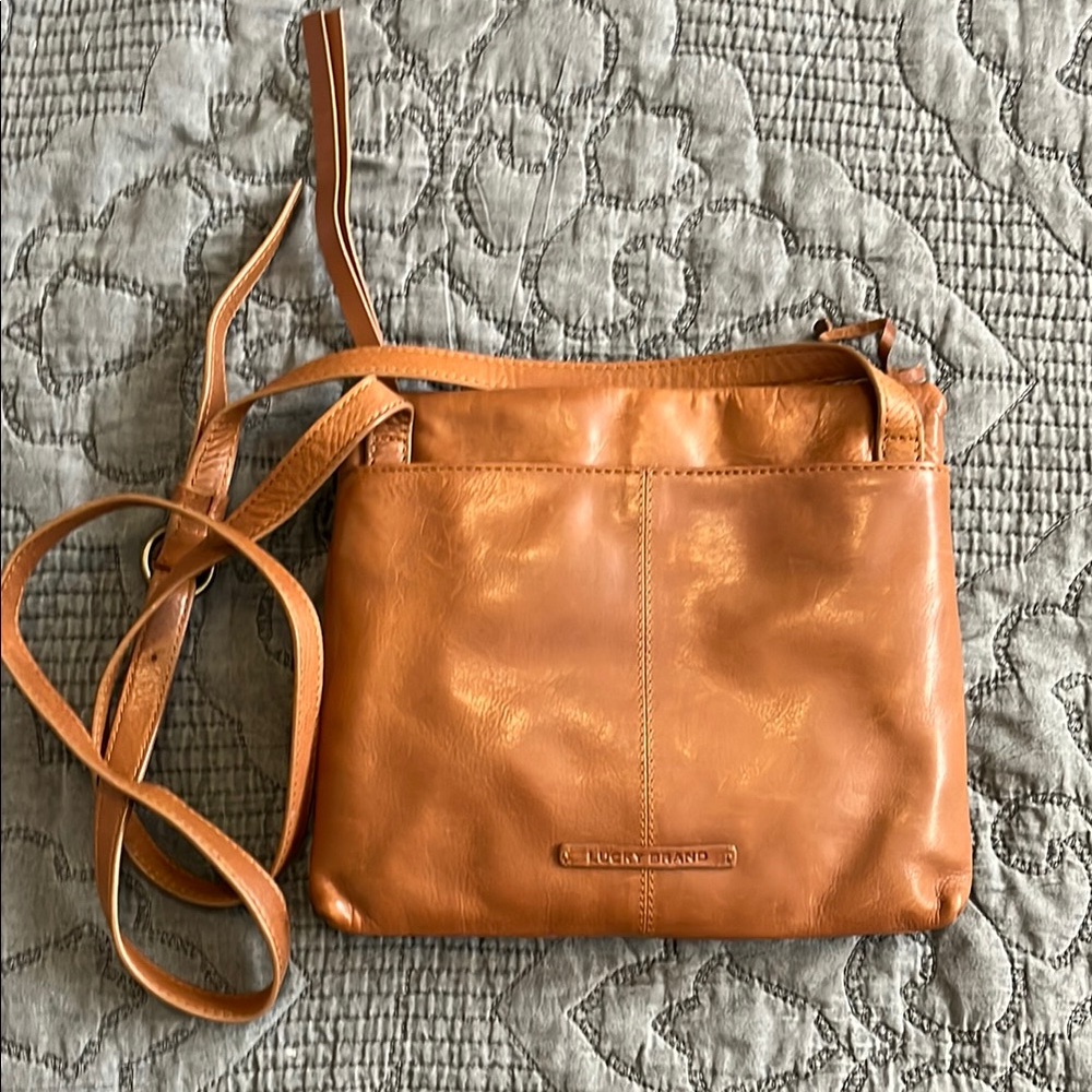 Lucky Brand Tan Leather Crossbody Bag with Adjustable Strap